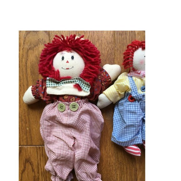 Pair Lot of 2 Raggedy Andy Dolls 12" & 8" - Picture 4 of 8